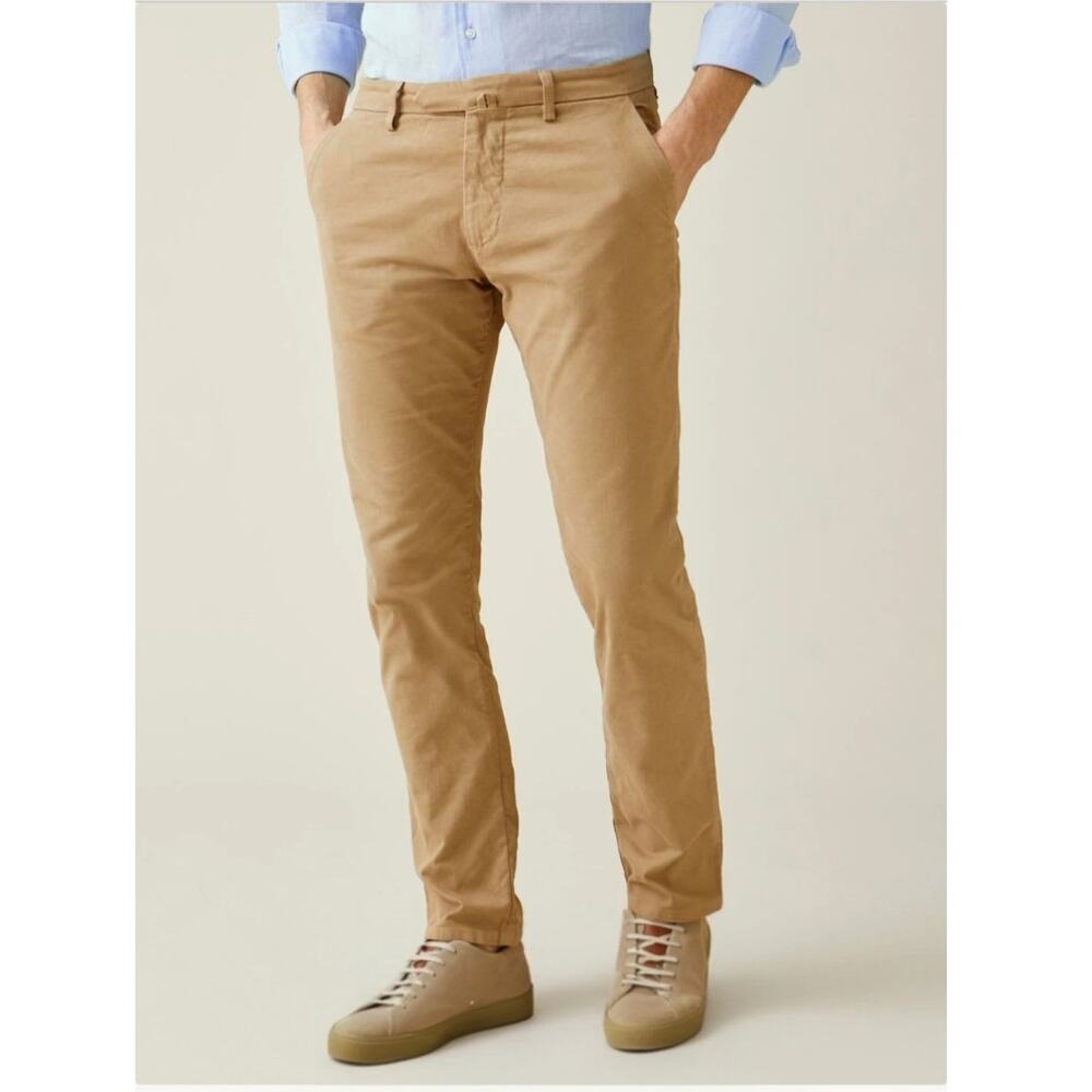 Luca Faloni Cortina Chino Men 30 IT46 Pant Made in Italy Trouser 30x29 Camel Tan